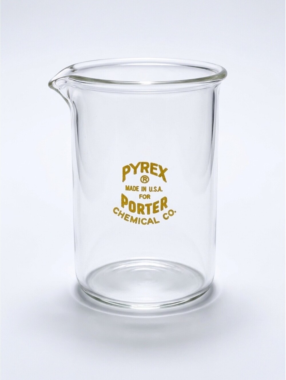 Vintage PYREX Porter Chemical Co Beaker Chemcraft Lab Glass USA Yellow Logo